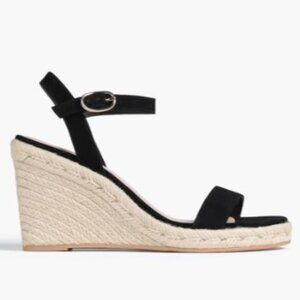 EUC Stuart Weitzman Teddi Espadrille Wedges - Black - Women's Size 9.5B / EU 40